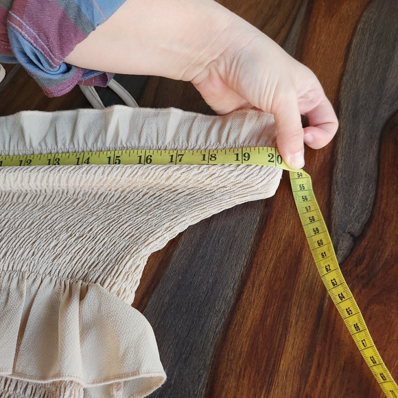 Maxi Teired Tube Dress, Beige, Adjustable Spaghetti Straps, Ruffled, Small - Picture 4 of 8